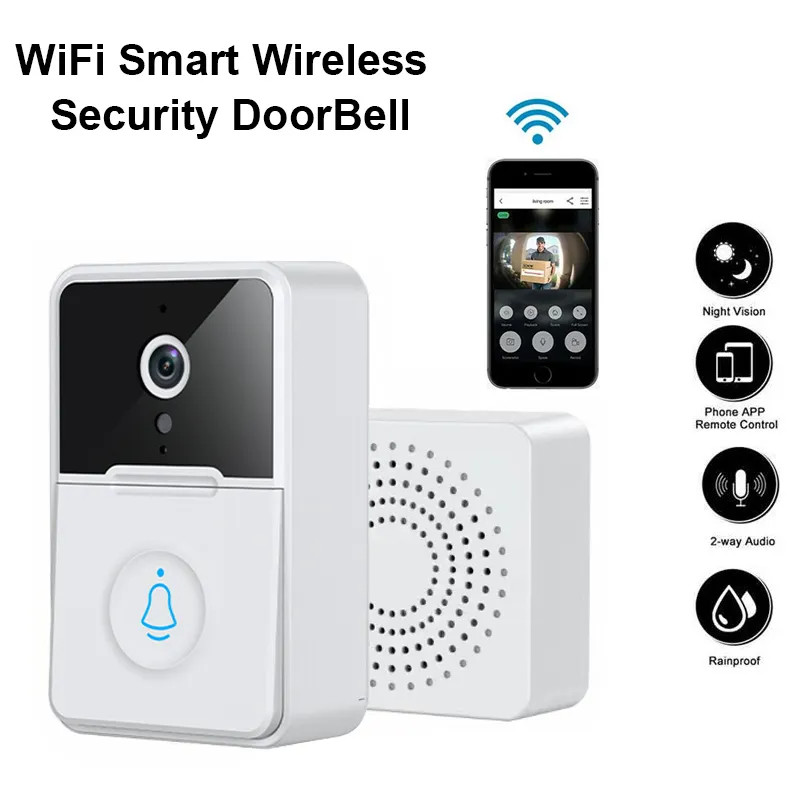 Wireless Smart WiFi Video Doorbell Camera Intercom Ring Bell with Chime Security