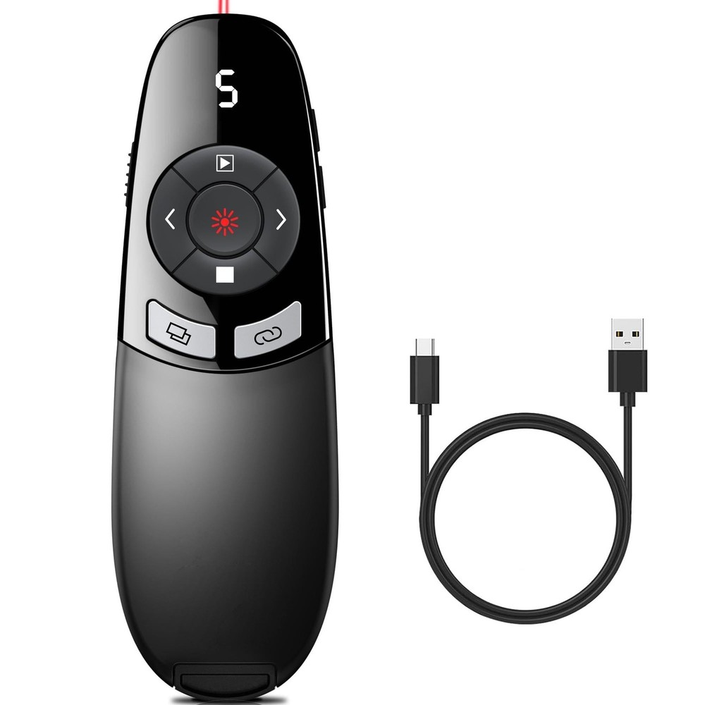 Presentation Clickers for PowerPoint with Timer, Wireless Rechargeable Laser ...
