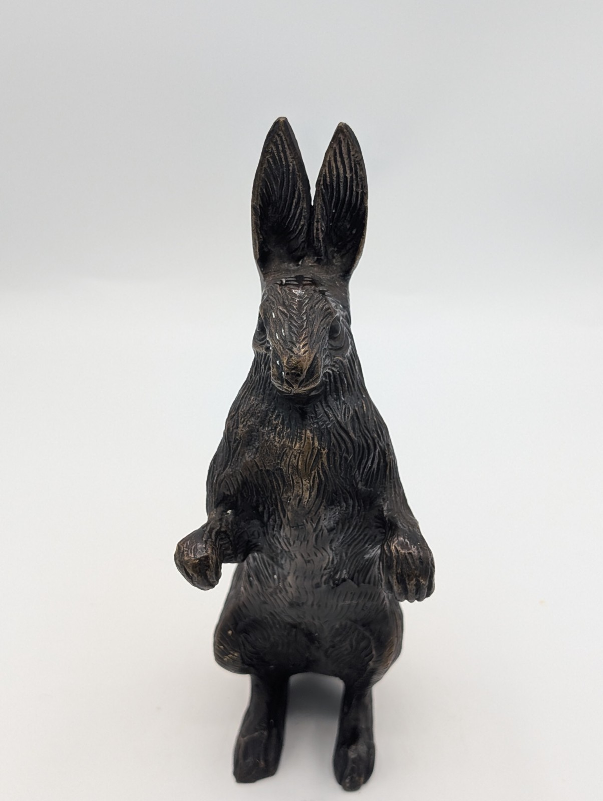 Vintage Bronze Standing Rabbit Hare Doorstop Figurine Sculpture Heavy Bronze Art