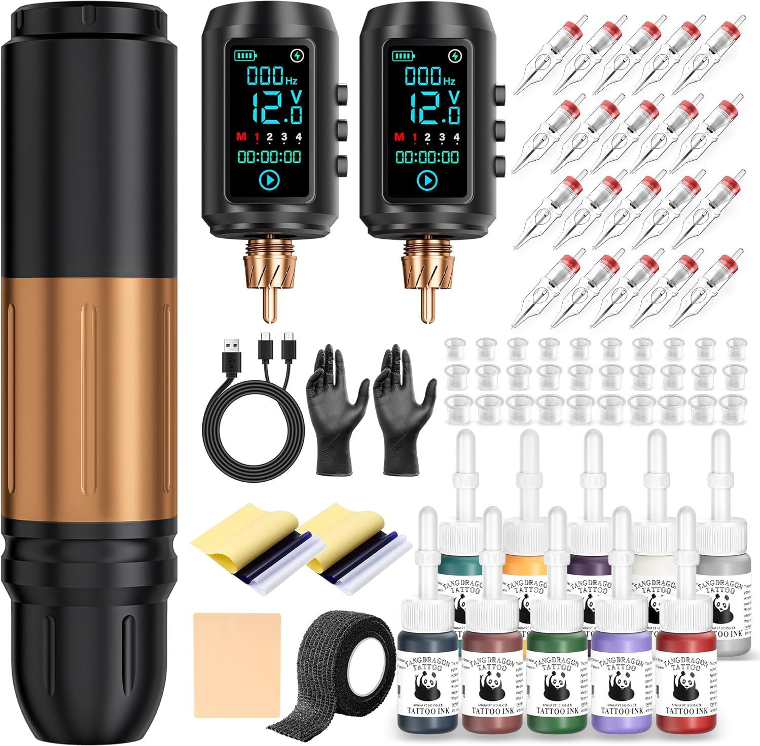 Tattoo Kit Wireless Tattoo Machine Pen Kit with 2Pcs 1600mAh Replaceable