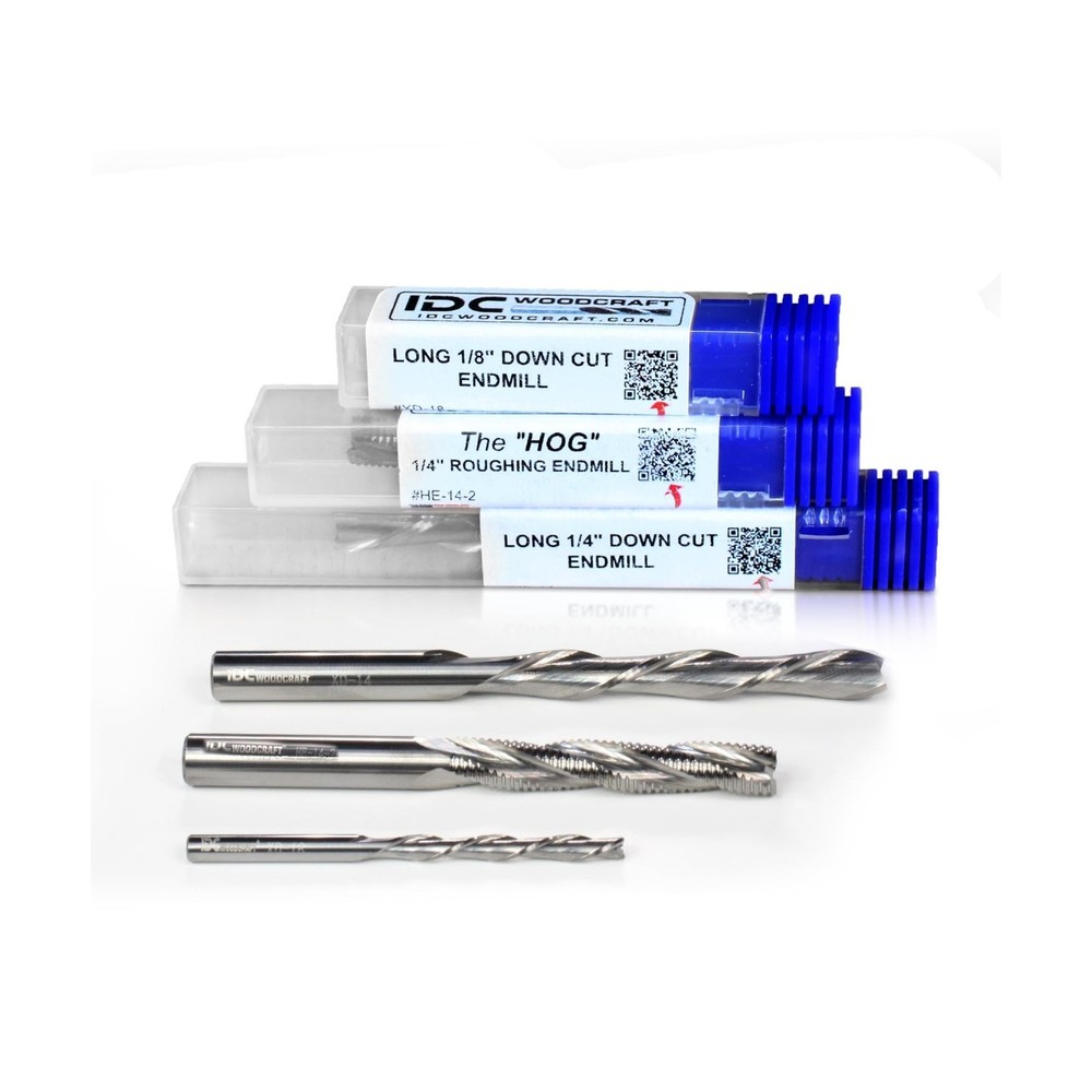 Extended Length CNC Router Bit Set (3-Piece) - Premium Extra Long Precision C...