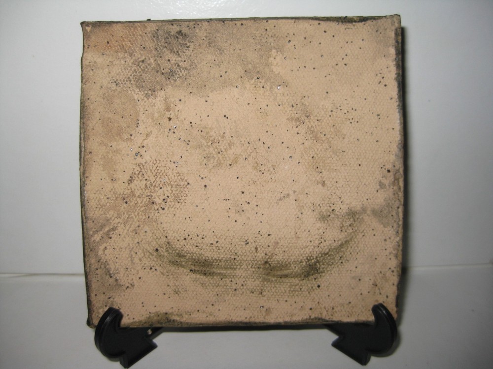 Rare mythical creature primitive earthenware tile incised sgraffito dragon 3 3/4