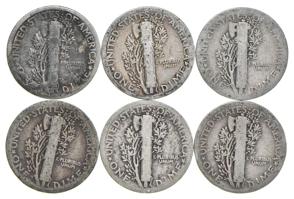 G+ 1917 Mercury 90% Silver Dime