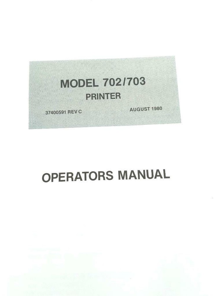 Centronics Models 702 & 703 Printers Instruction Manual