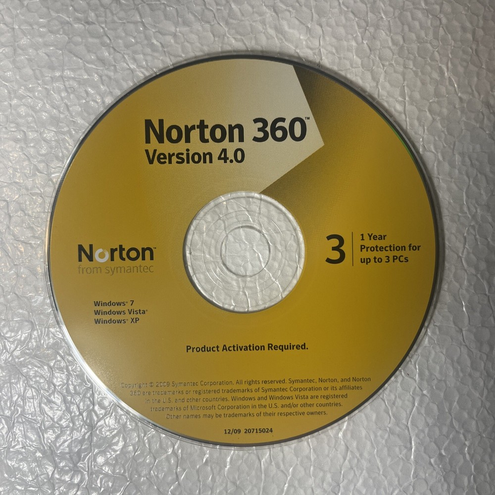 Norton From Symantec Norton 360 Version 4.0 CD Only