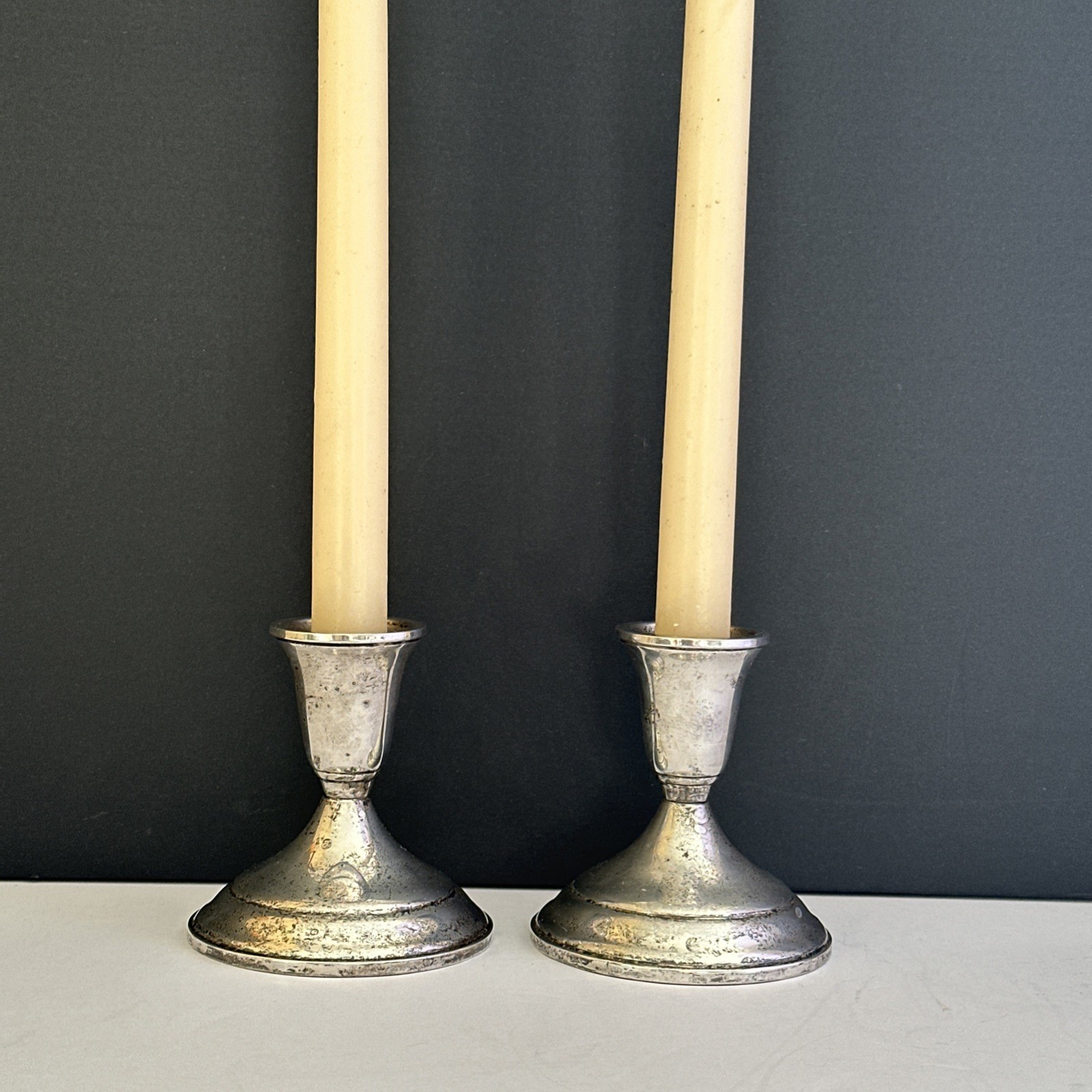 Pair Towel weighted Sterling Silver Candlesticks Candleholders Classic