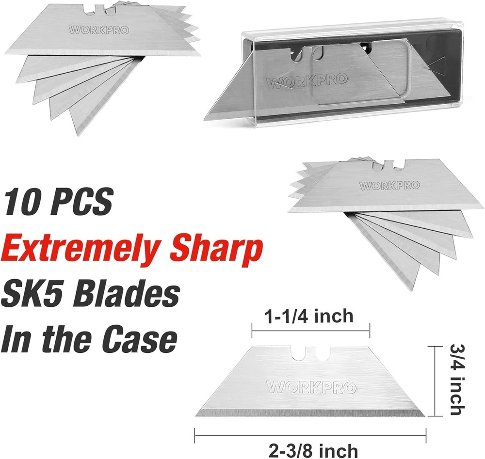 WORKPRO Stainless Folding Utility Knife Quick-change Blade Heavy Duty Box Cutter