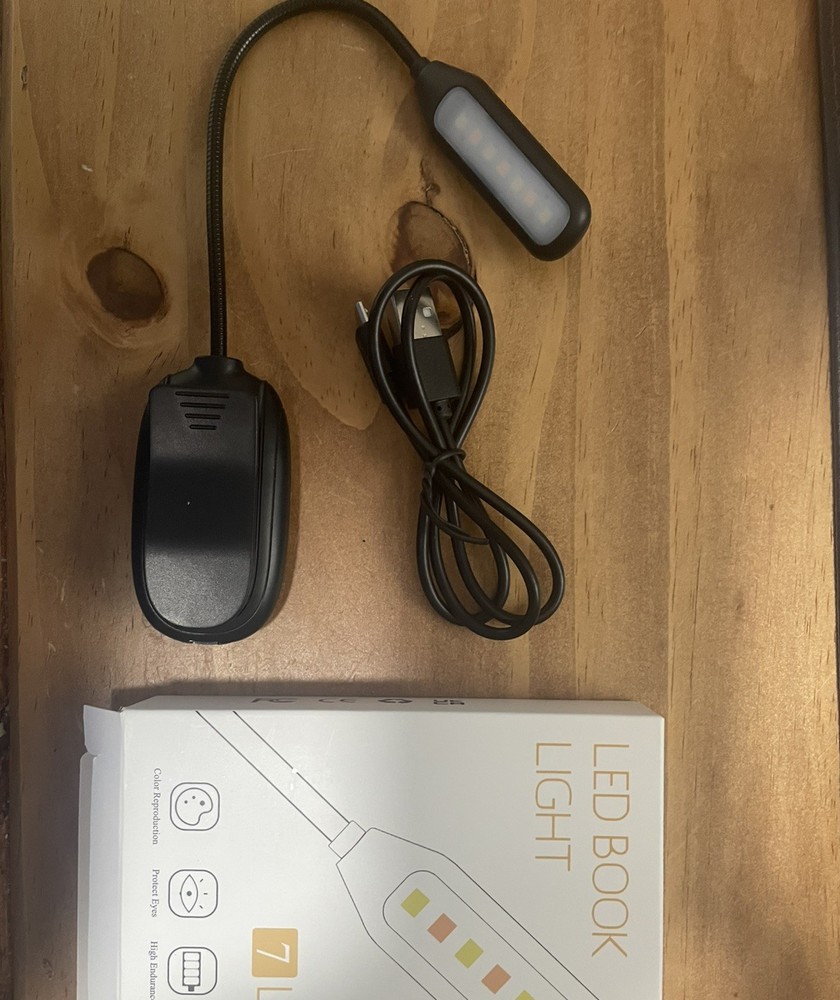 Black Portable LED Book Light with USB charger