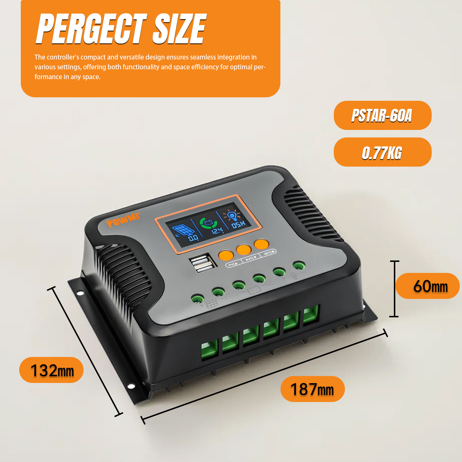 60A PWM Solar Panel Regulator Charge Controller lithium battery 12V/24V/36V/48V