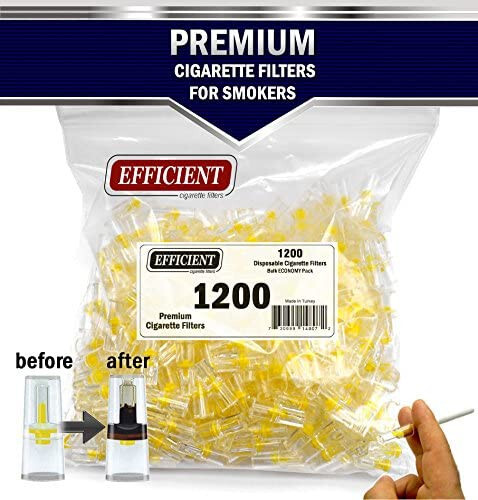 EFFICIENT Bulk Cigarette Filter Tips (1200 Filters) Block, Filter Out Tar & Nic