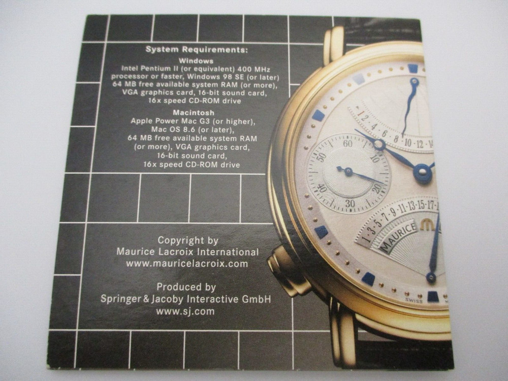 Rare Authentic Maurice Lacroix Masterpiece Collection Mini CD-ROM Disc or Disk