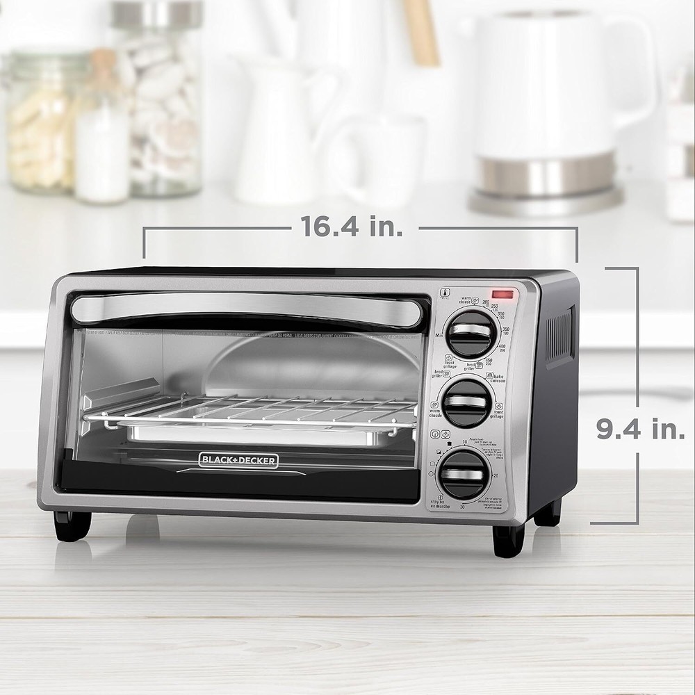 4-Slice Toaster Oven 4 Cooking Functions Bake Broil Toast and Keep Warm Timer US