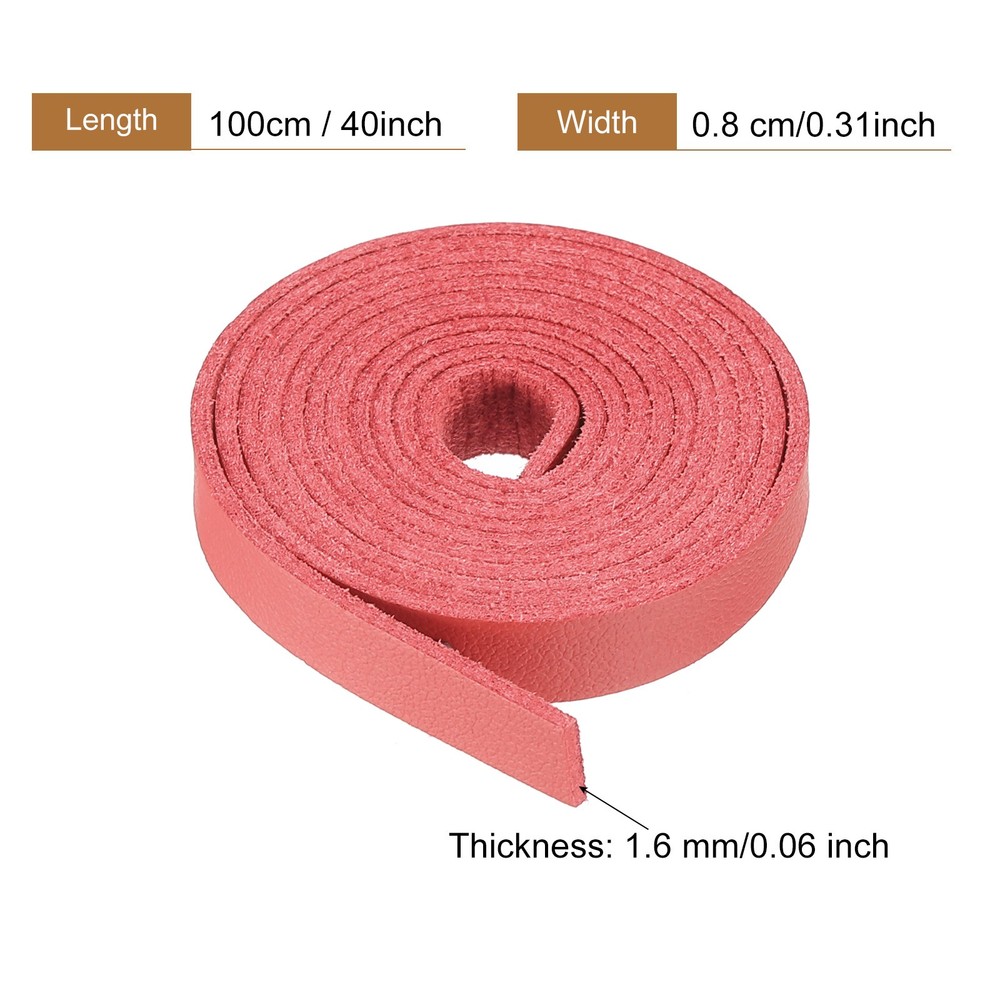 Faux Leather Straps Strip Leather String 0.8cm/0.31" Width, Red