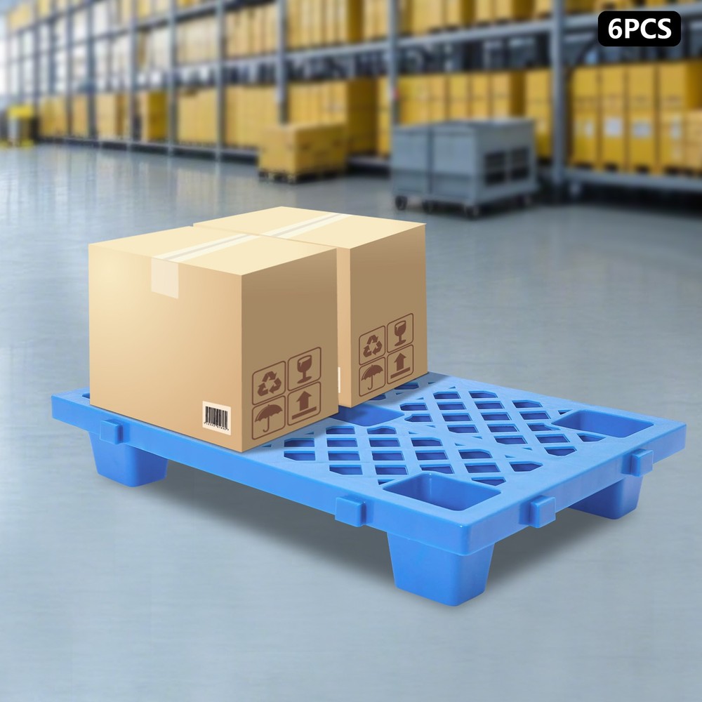 6Pcs Interlocking Storage Plastic Pallets Rectangular Pallets 100kg/220.46lbs