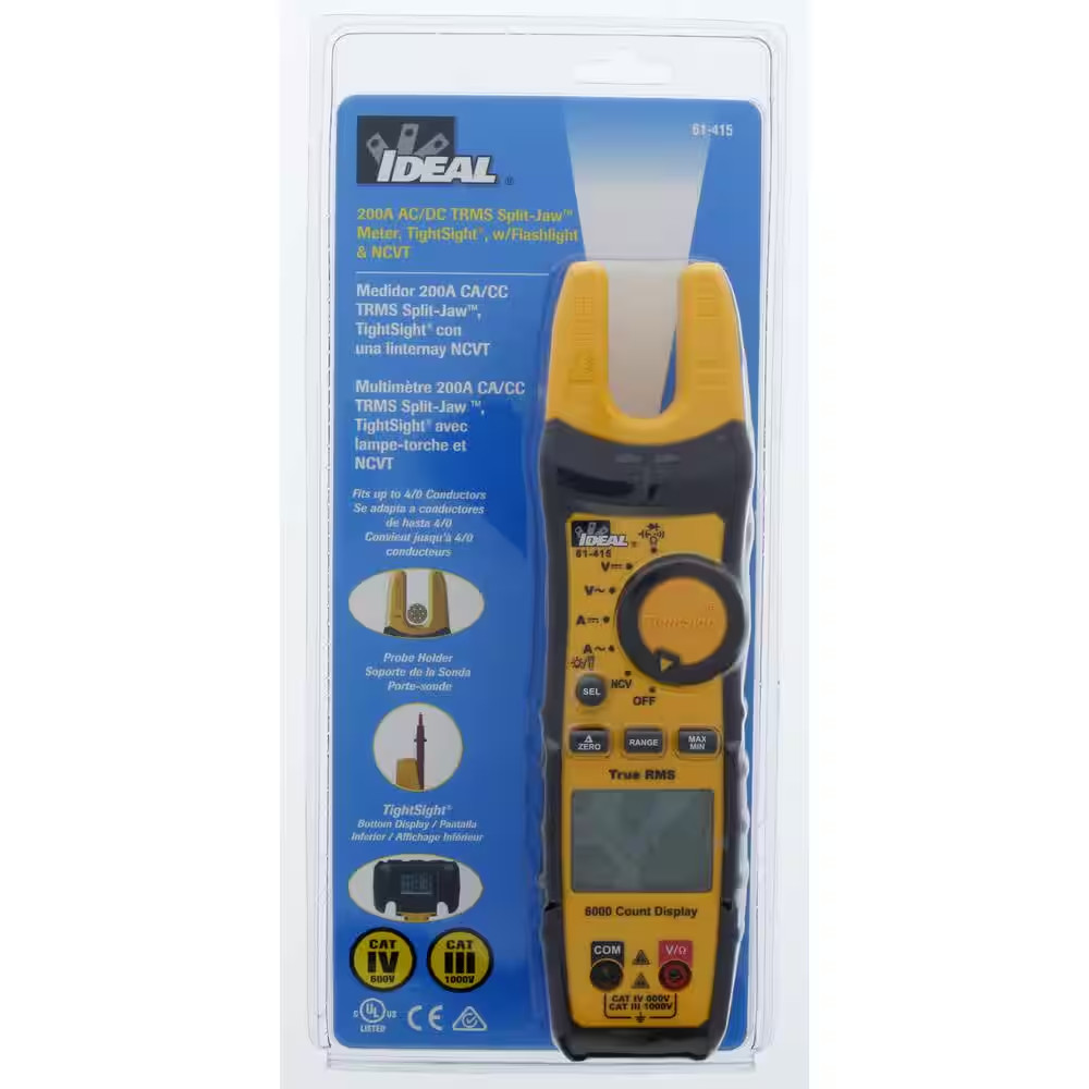 200A AC/DC TRMS Split Jaw Meter, Tightsight, with Flashlight and NCVT