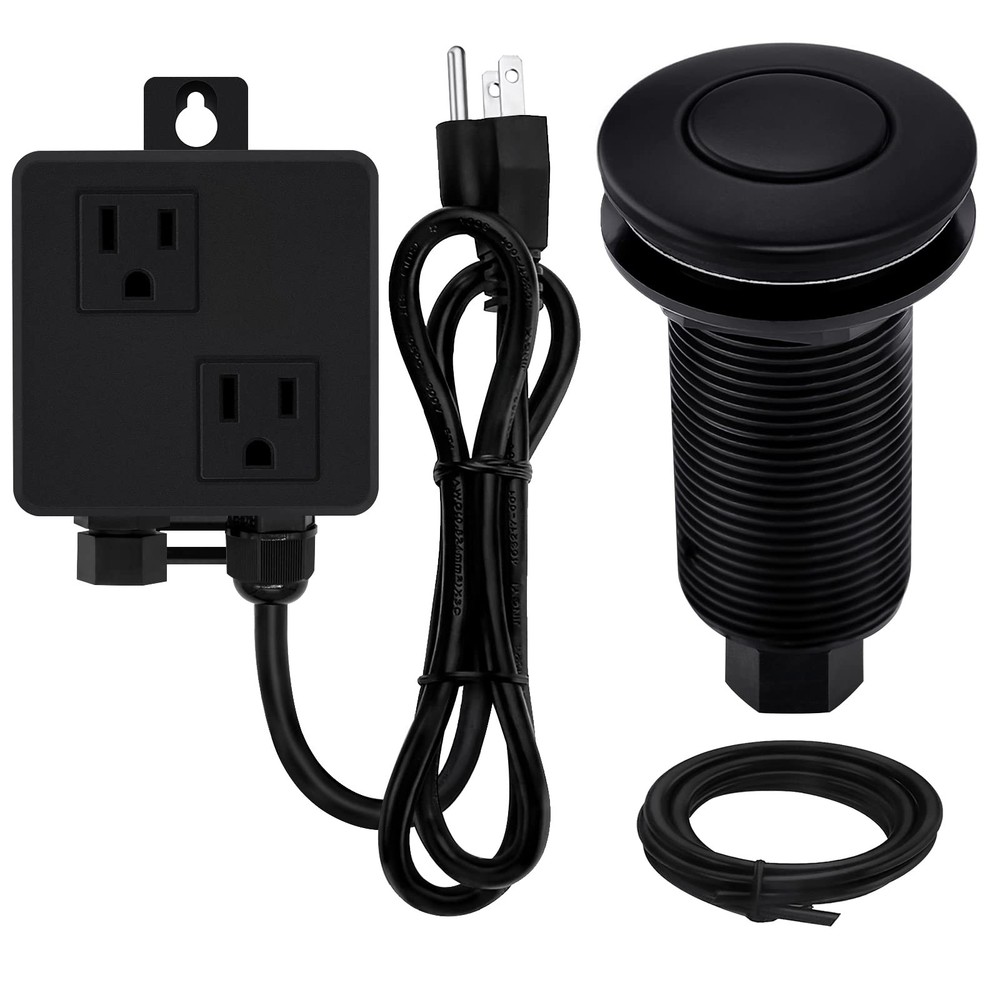 SINKINGDOM Garbage Disposal Air Switch Kit Sink with Long Button,Matte Black