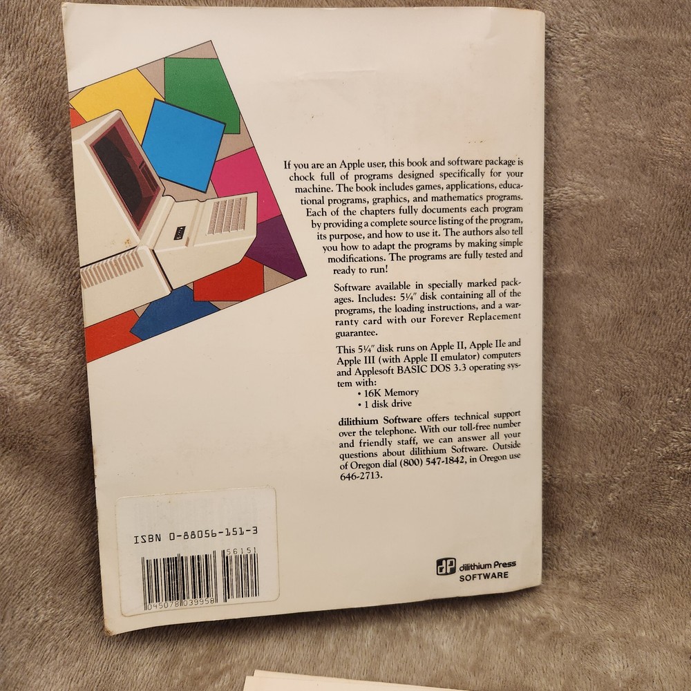 32 BASIC Programs for the Apple II Computer (Dilithium Software 1980) + Book