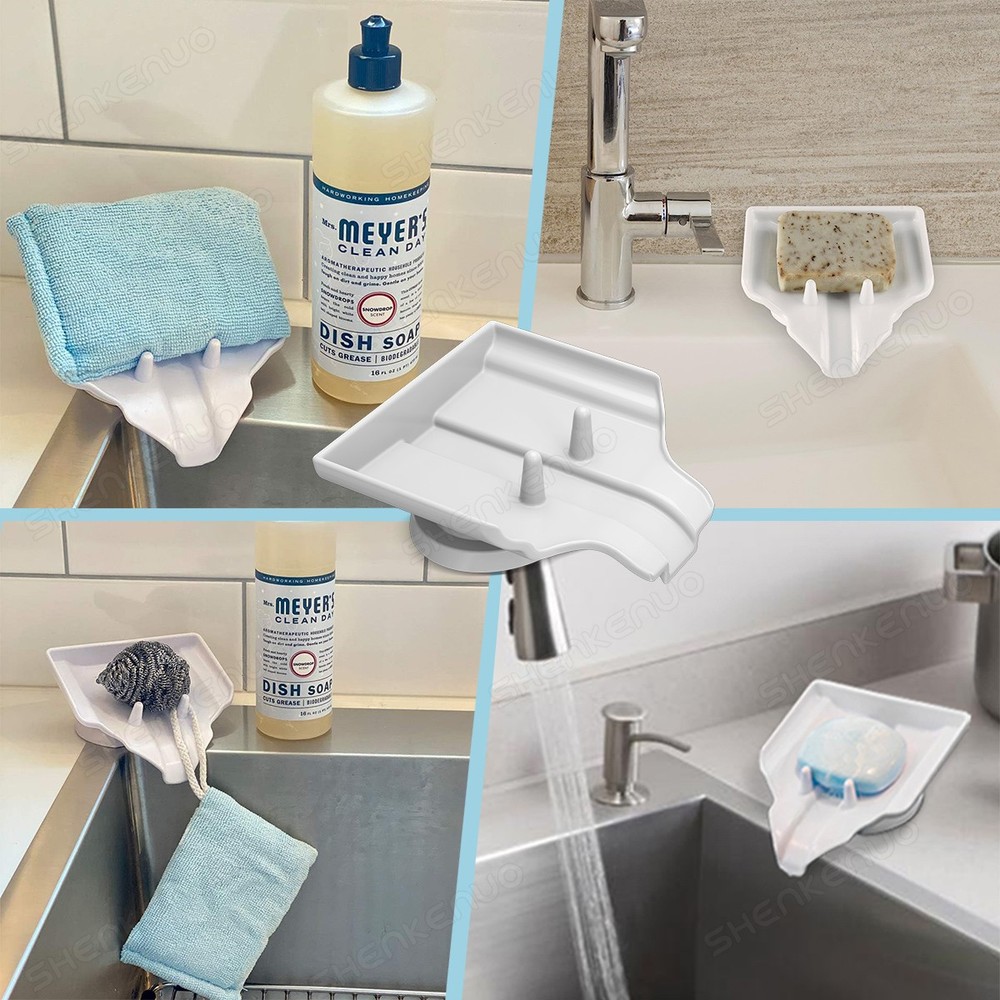 Kitchen Sink Soap Caddy Waterfall Drain Soap Saver Sponge Storage Dish