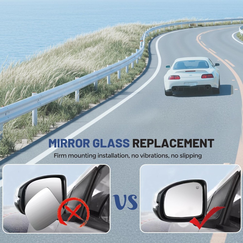 Passenger Right Side Mirror Glass - Compatible with Side, Silver