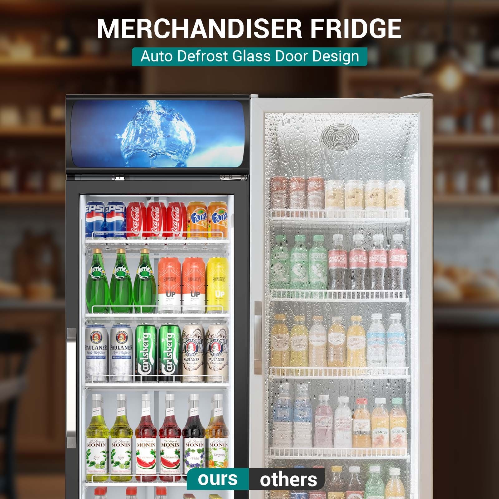 Commercial Merchandiser Refrigerator 14.8 CU.FT Glass Door Upright Beverage Frid