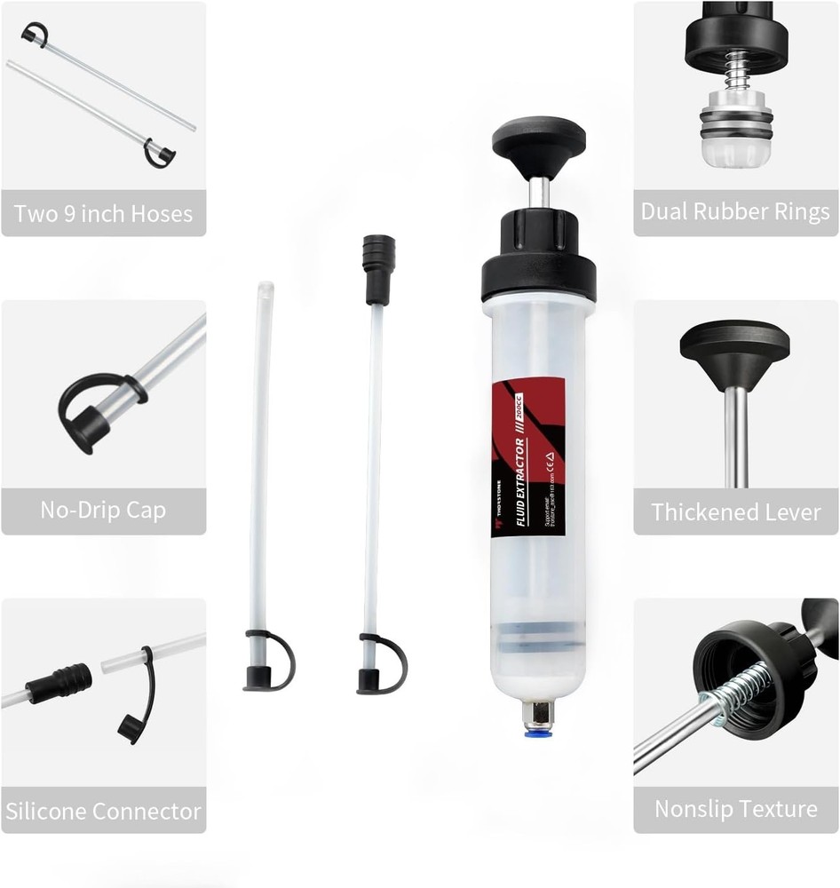 200cc Manual Fluid Extractor Pump for Safe Oil Changes - Leak-Proof Design