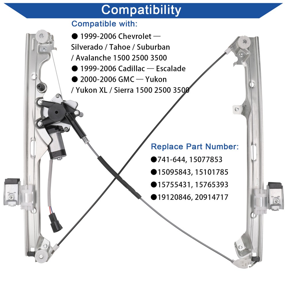 Power Window Regulator&Motor for Chevy GMC Cadillac Front Driver&Passenger Side