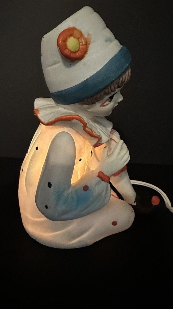 Ceramic Clown Bedside Night Light 7.5"