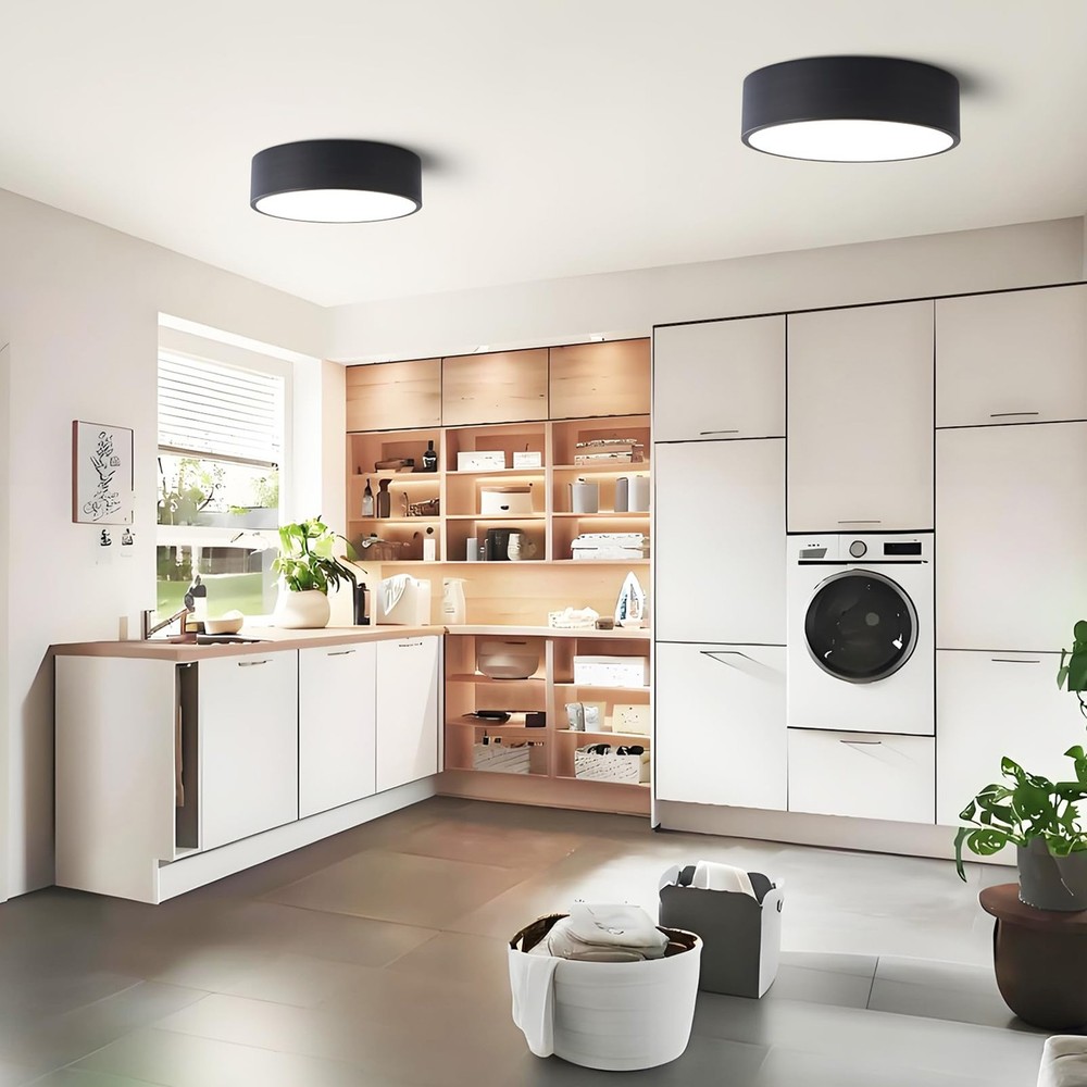 Dimmable Modern Flush Mount Ceiling Light Fixture,Matte Black Round LED Light...