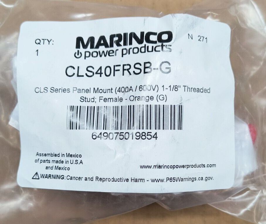 Marinco CLS40FRSB-G CLS Series Panel Mount 1 1/8" Threaded Stud Female