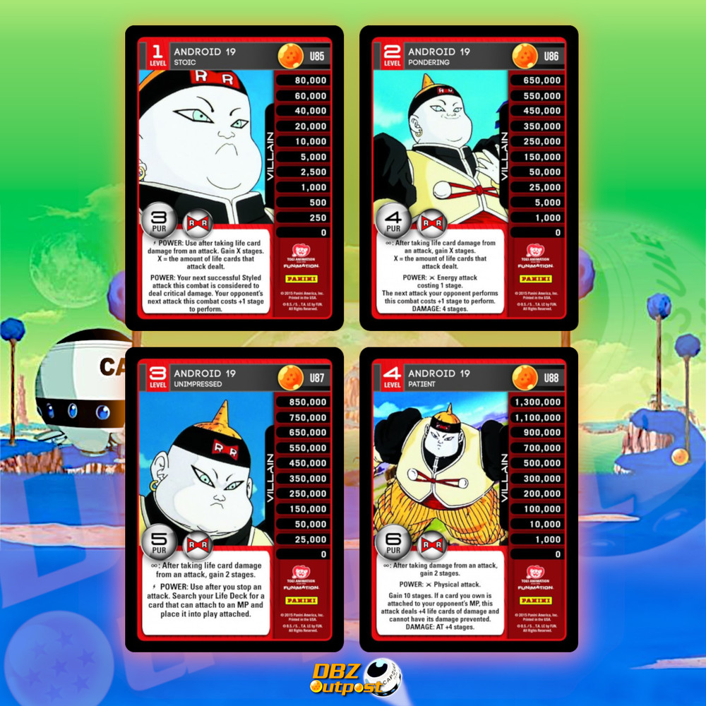 Dragon Ball Z TCG Panini Booster Pack Foil Android 19 Level 1-4 MP Set Evolution