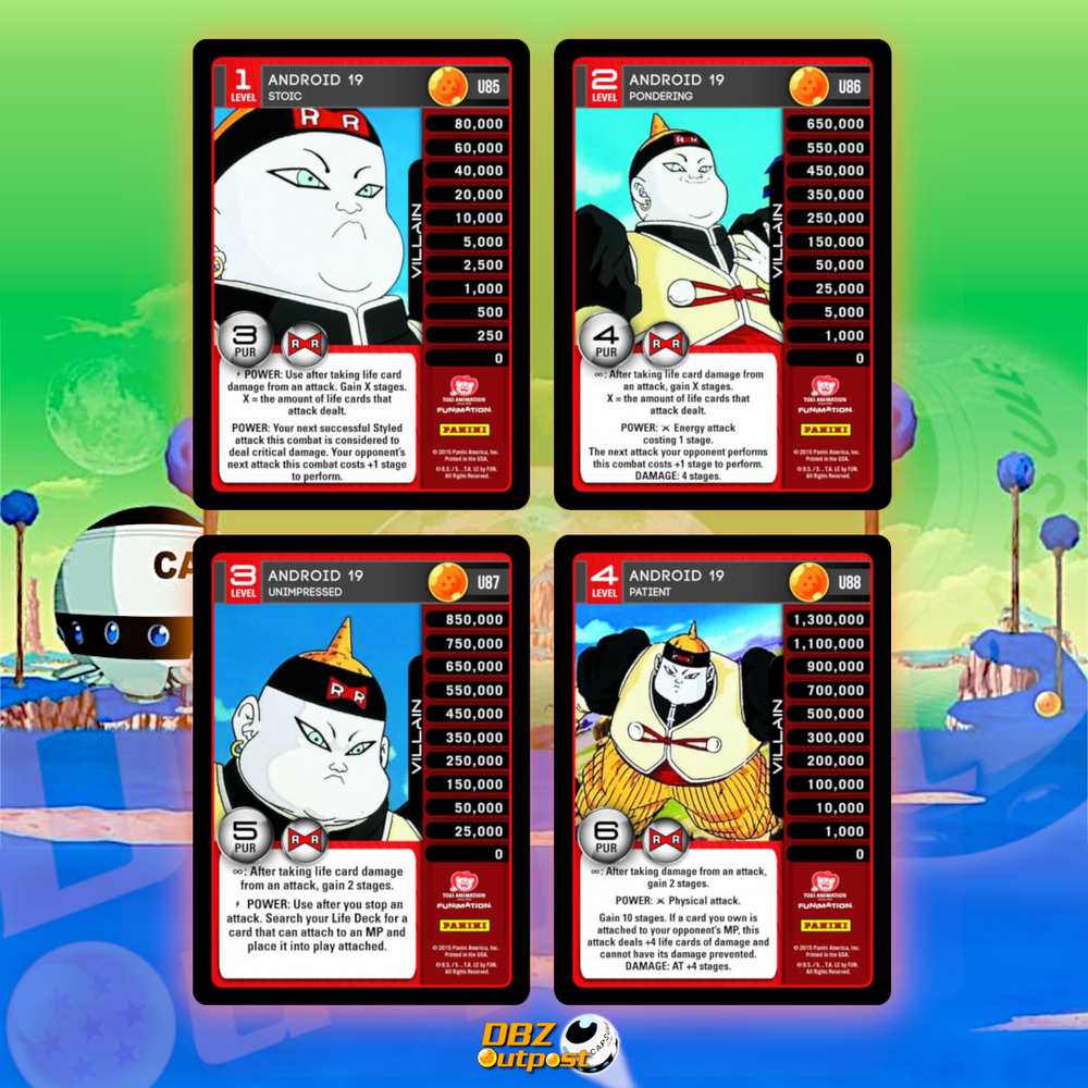 Dragon Ball Z TCG Panini Booster Pack Foil Android 19 Level 1-4 MP Set Evolution