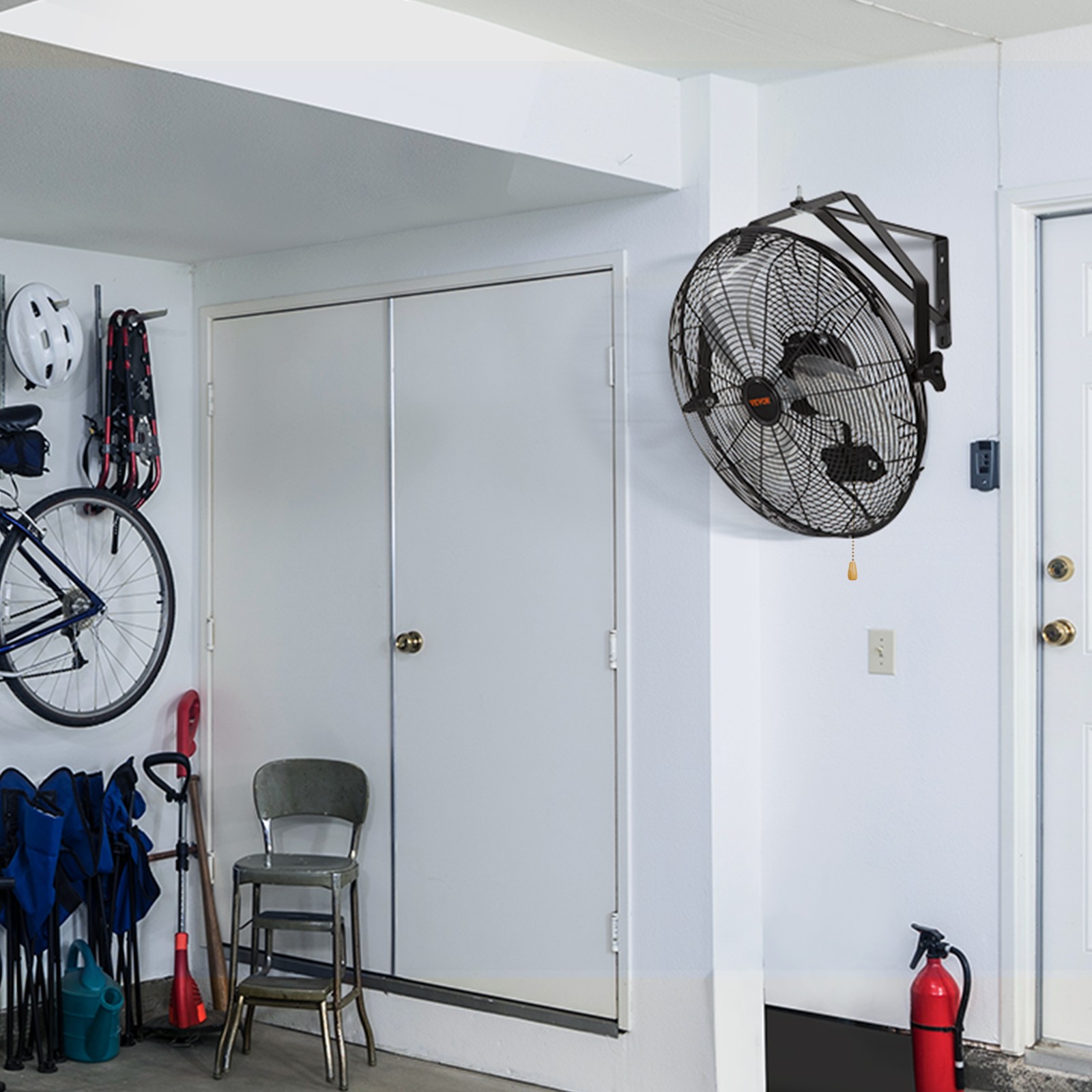 VEVOR Industrial Wall Mount Fan Waterproof Metal Fan 17.6'' 3 Speed Airflow