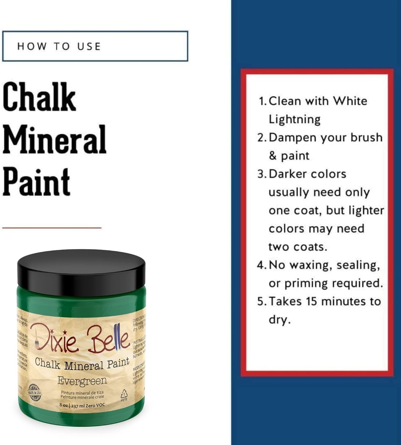 8oz Evergreen Chalk Mineral Paint - Fade Resistant Matte Finish for Furniture