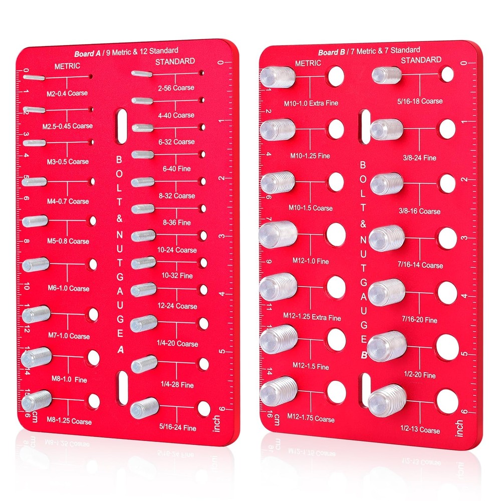 Thread Checker, Nut and Bolt Thread Checker with 19 Standard and 16 Metric Sizes