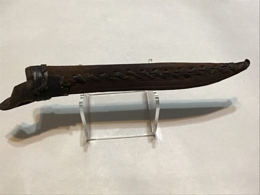 Antique Authentic Creation Dagger Knife Bone Handle Leather Sheath