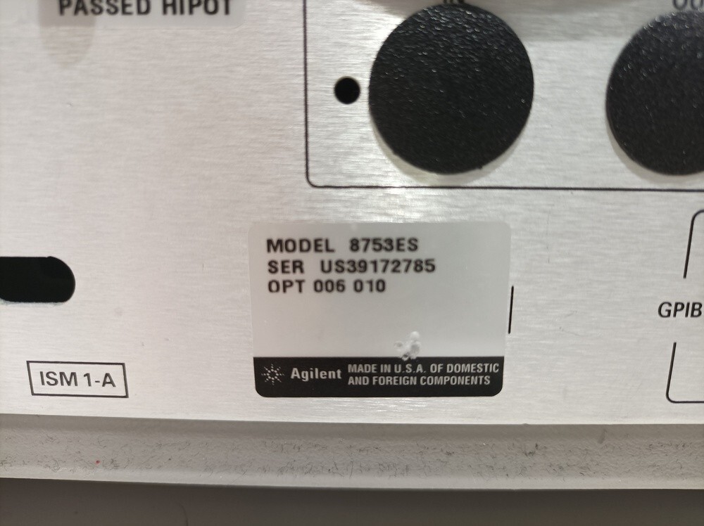 Agilent 8753ES, S-Parameter Network Analyzer, 30kHz-6GHz, OPT: 006 & 010 #