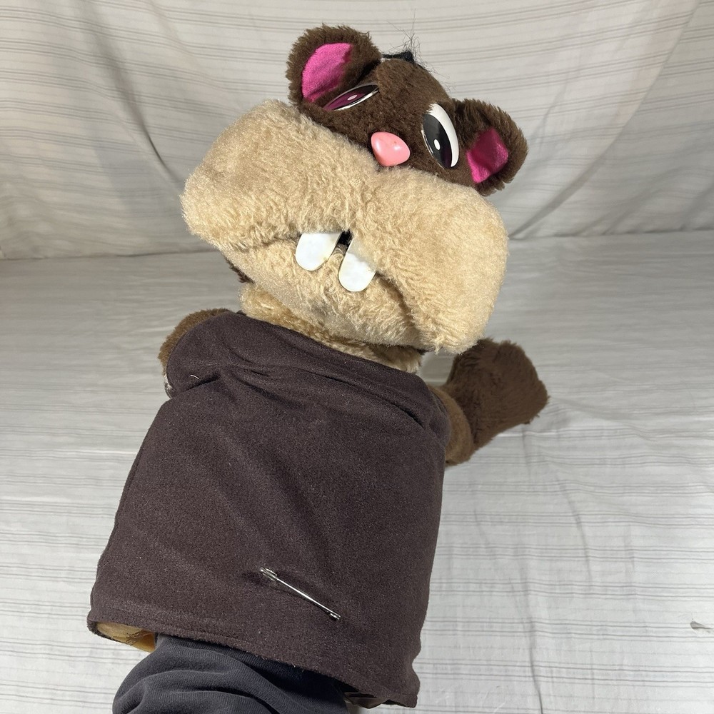 Vintage Puppet Large Hand Arm Puppet Beaver/Chipmunk Brown Muppet Handmade?