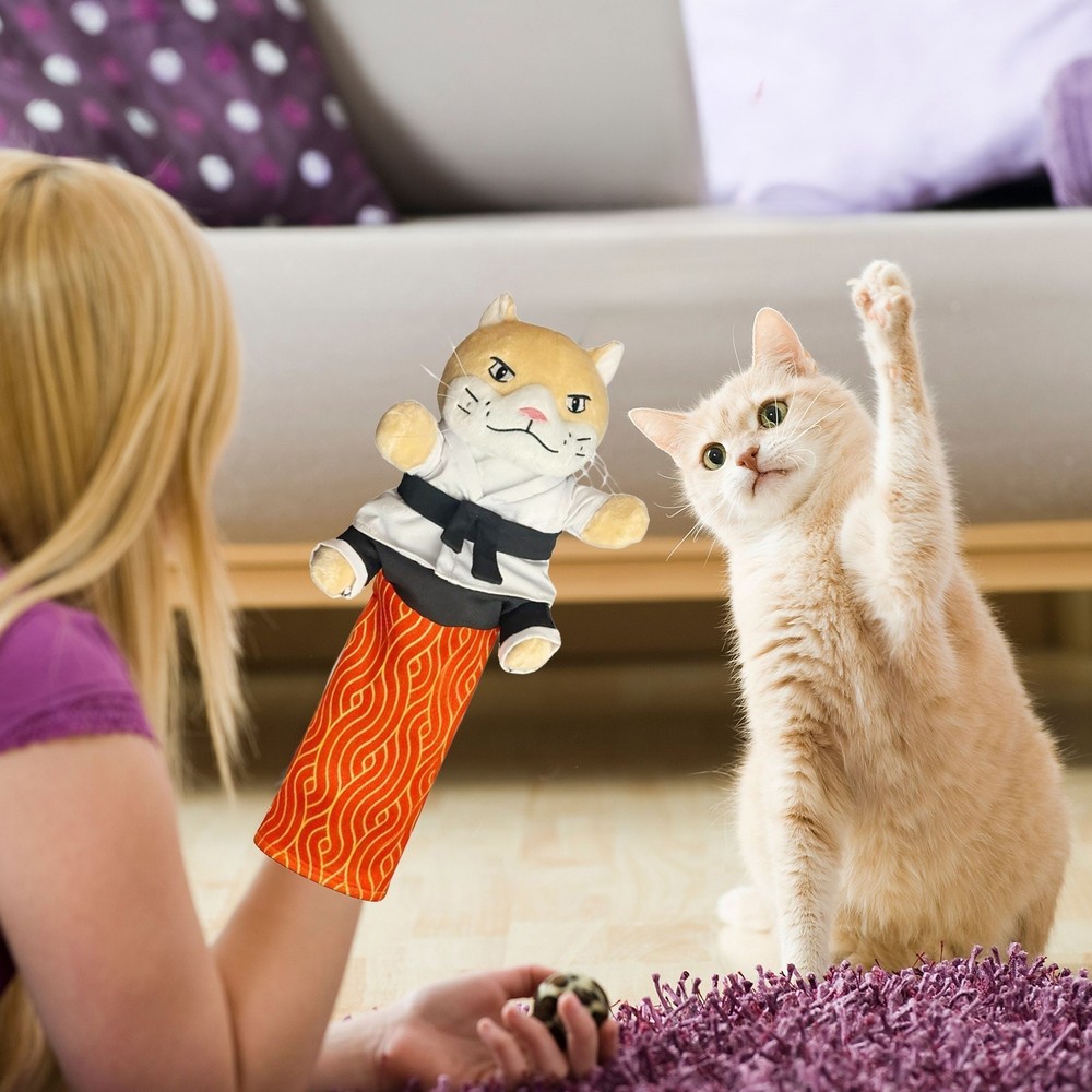 Cat Karate Kitty Puppet Cat Wrestling Puppet with Protective Forearm Sleeve