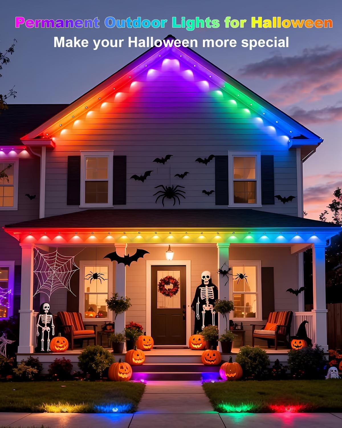 Smart Permanent Outdoor Lights RGBIC Eaves Light for House Holiday Party Decor