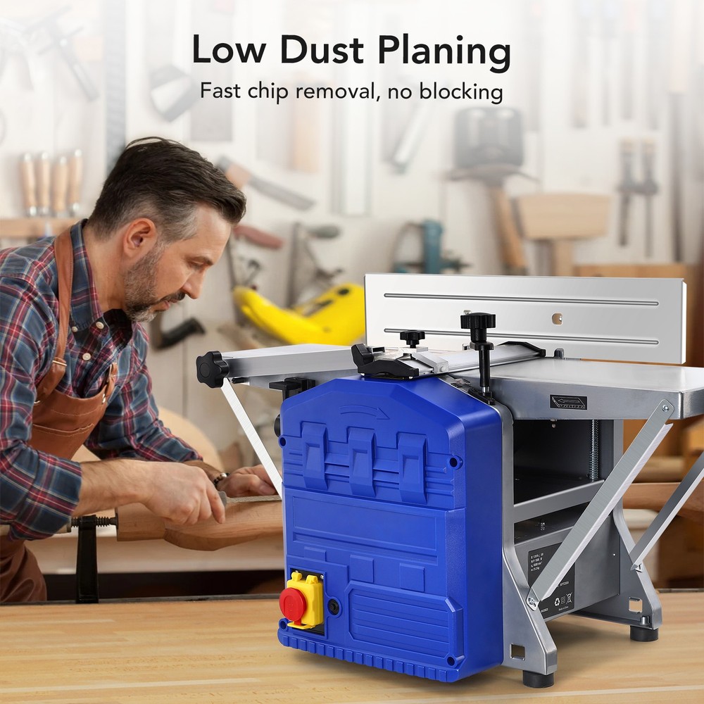 Power Benchtop Planer 1250W Wood Planer Dual Planing Function 25"*8" Worktable