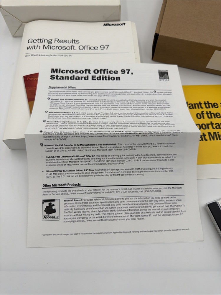 Microsoft Office 97 Standard Edition Complete Big Box CD-ROM Windows 95 NT