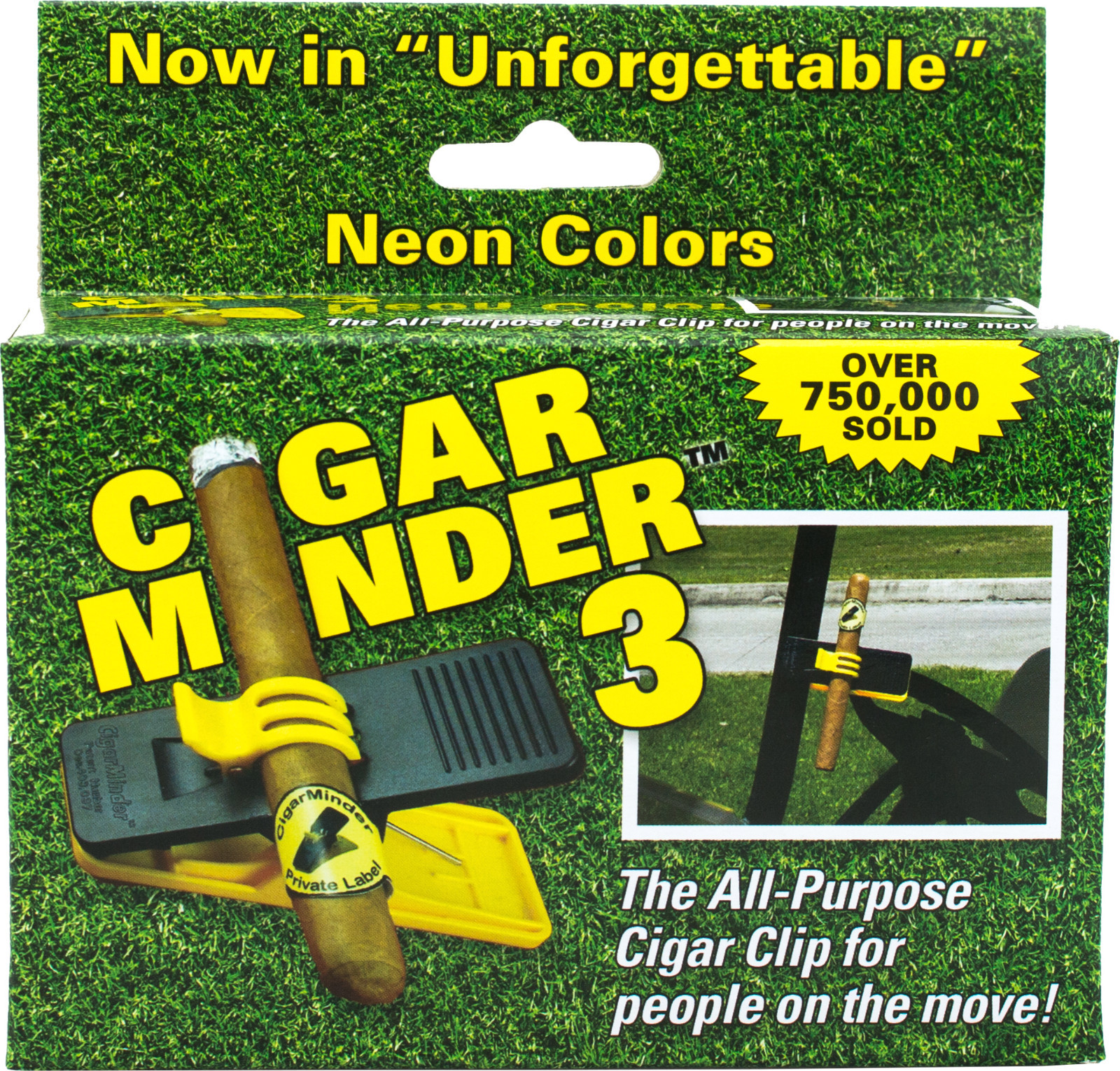 Cigar Minder Clip – Clamp Holder for Golf Carts or Boats - YELLOW