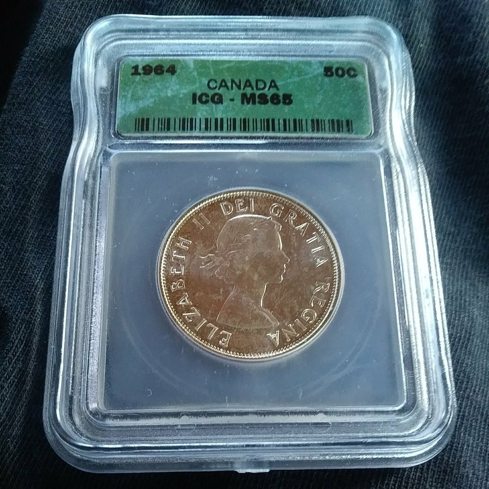 1964 ICG MS65 Canada SILVER Half Dollar 50c