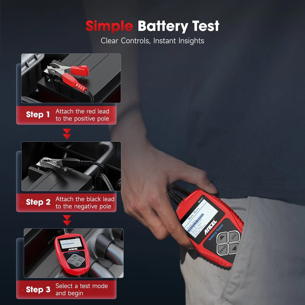 ANCEL BA101 100-2000 CCA Car Auto Load Battery Tester Tool Digital Analyzer 12V