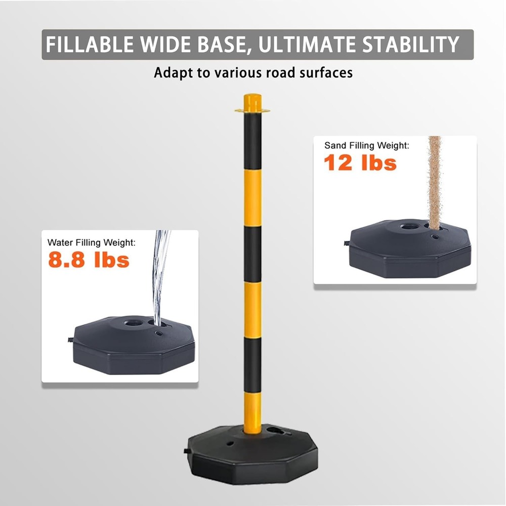 Adjustable Traffic Delineator Post Cones, 6 Pack
