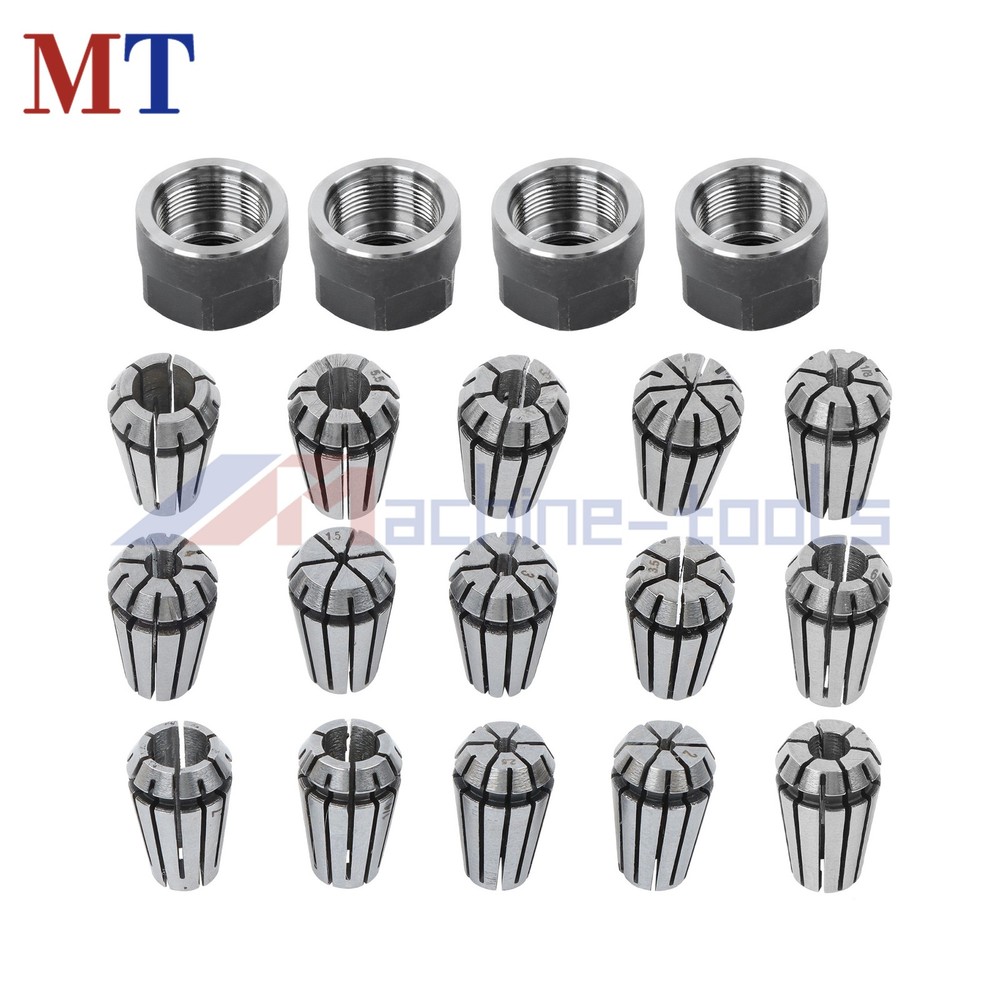 19pc ER11 Precision Collet Set for Mini CNC Mill Lathe M14 Thread Nuts