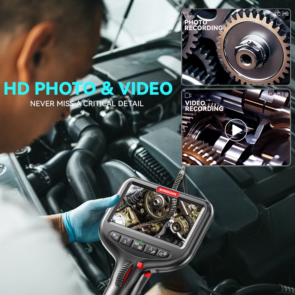 SCOPIX 10ft Tube 2-Way 360° Inspection Camera Articulating Borescope Semi Rigid