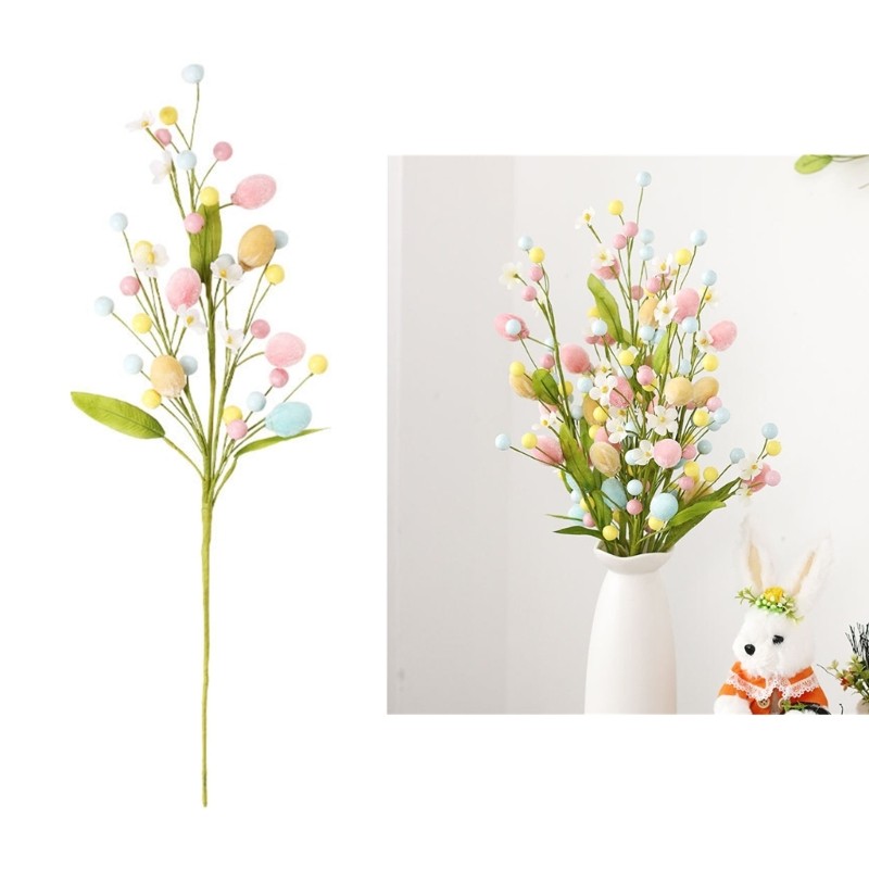 Easter Spray with Easters Eggs Artificial Easters Eggs Flower Spring Floral Stem