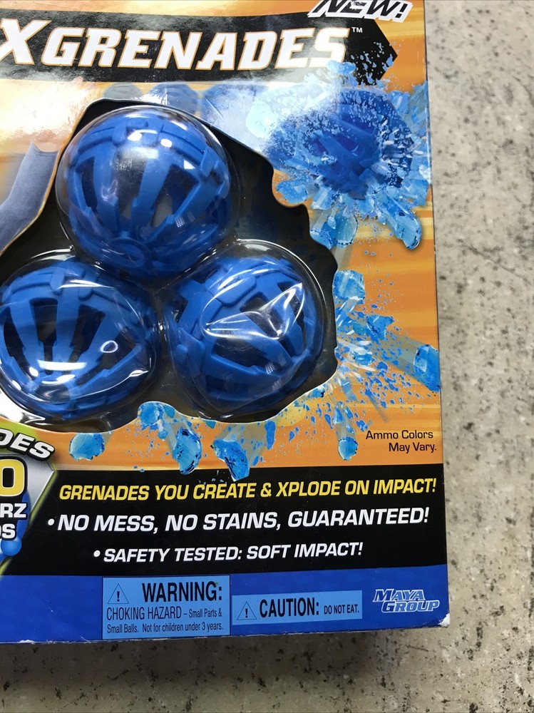Xploderz Xgrenades 3 Pack Of Reusable Grenades Unopened with 750 xploderz rounds