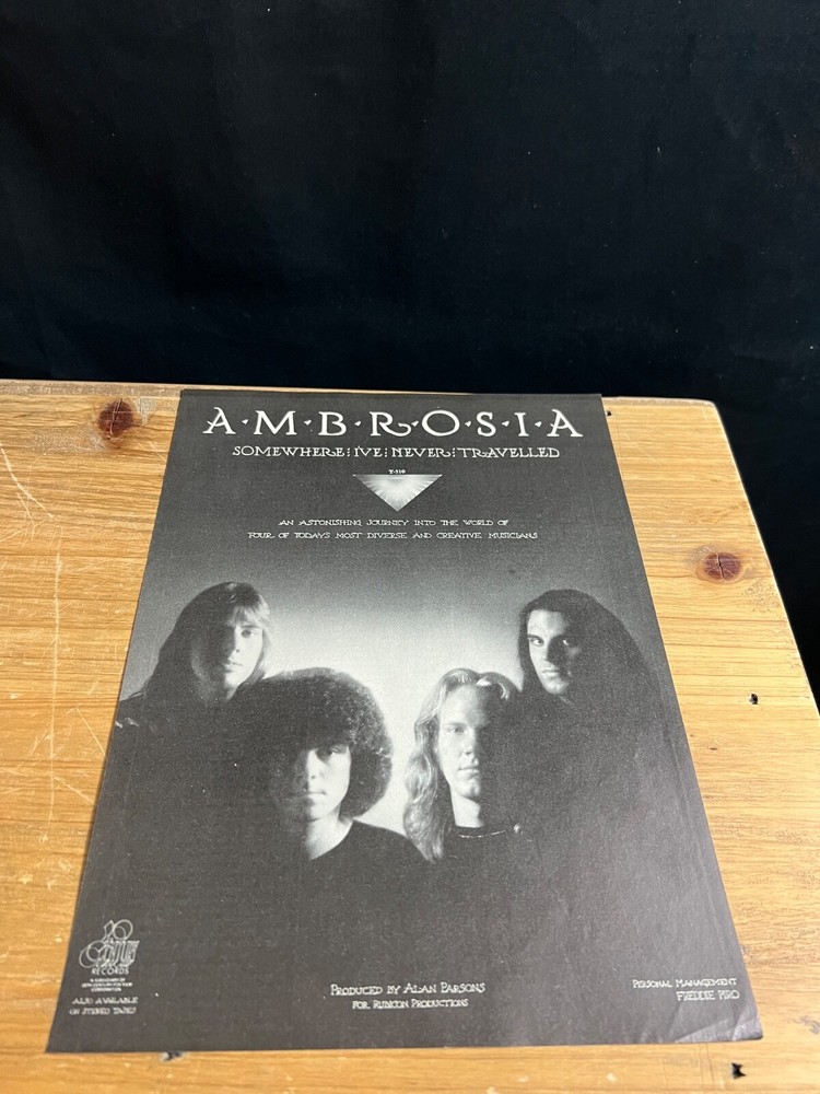 1976 VINTAGE 8X11 ALBUM PROMO PRINT AD FOR AMBROSIA SOMEWHERE I NEVER TRAVELLED